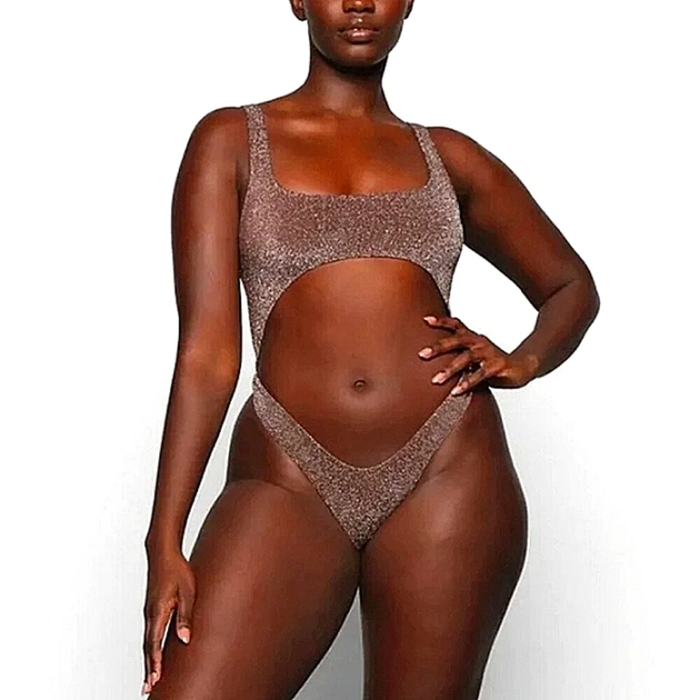New w/Tags SKIMS Glitter Swim Monokini Cocoa Size 4X